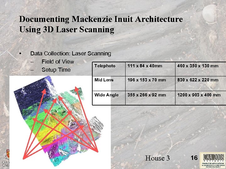 Documenting Mackenzie Inuit Architecture Using 3 D Laser Scanning • Data Collection: Laser Scanning