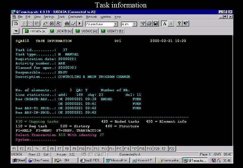 Task information SQA 410 TASK INFORMATION Task id. . : Task type. . .