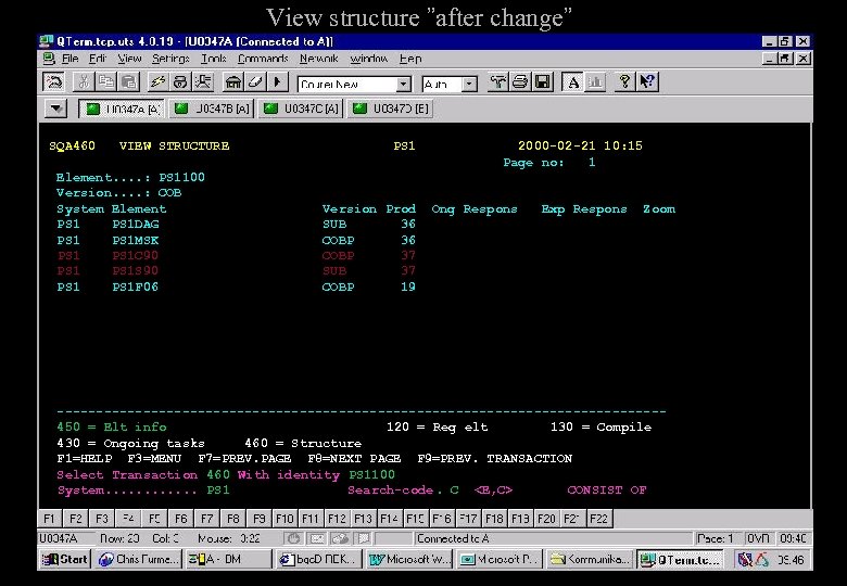 View structure ”after change” SQA 460 VIEW STRUCTURE Element. . : PS 1100 Version.