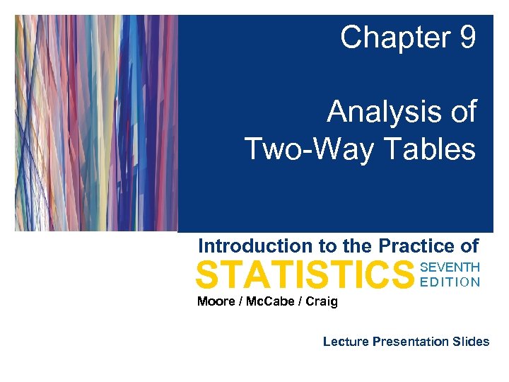 Chapter 9 Analysis of Two-Way Tables Introduction to the Practice of STATISTICS SEVENTH EDITION