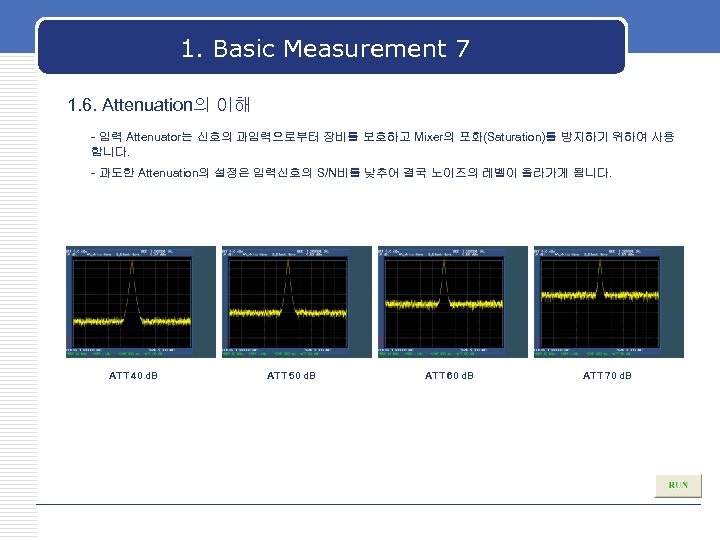1. Basic Measurement 7 1. 6. Attenuation의 이해 - 입력 Attenuator는 신호의 과입력으로부터 장비를