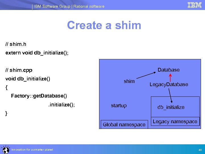 IBM Software Group | Rational software Create a shim // shim. h extern void