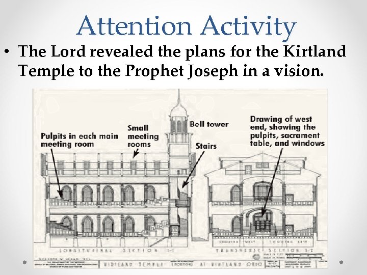 Attention Activity • The Lord revealed the plans for the Kirtland Temple to the