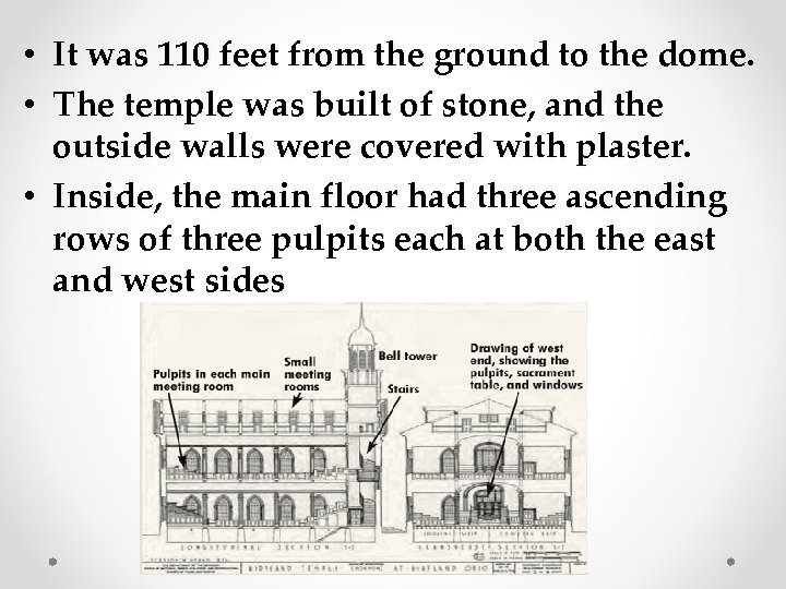  • It was 110 feet from the ground to the dome. • The