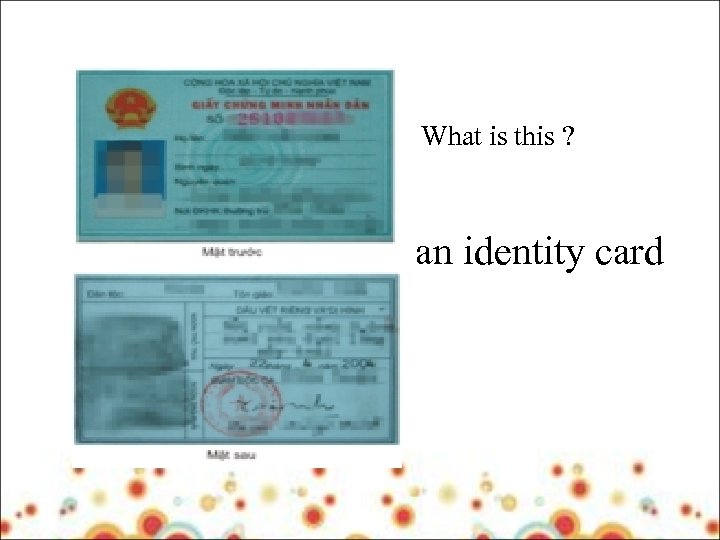 What is this ? an identity card 