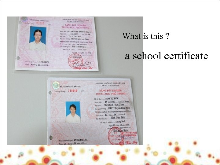 What is this ? a school certificate 