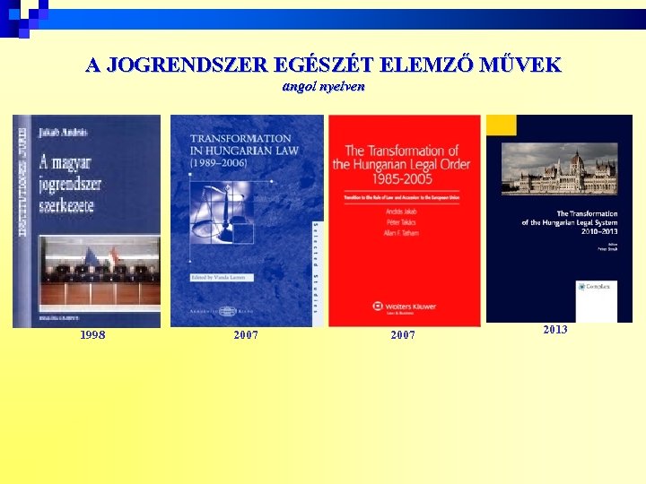 A JOGRENDSZER EGÉSZÉT ELEMZŐ MŰVEK angol nyelven 1998 2007 2013 