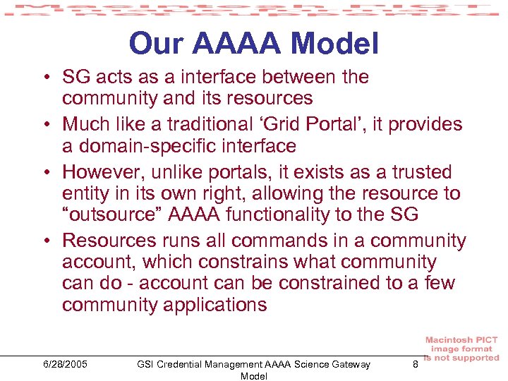 Our AAAA Model • SG acts as a interface between the community and its