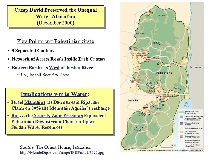 Camp David Preserved the Unequal Water Allocation (December 2000) Key Points wrt Palestinian State: