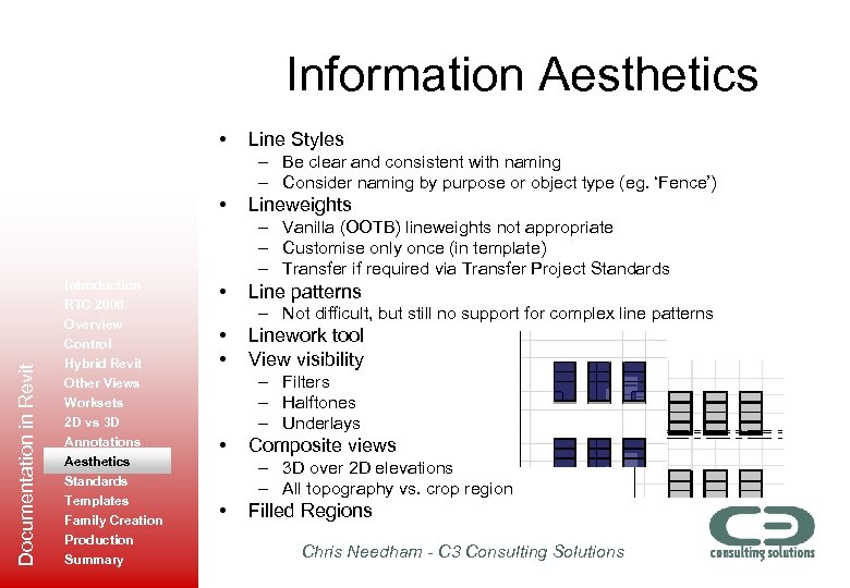 Information Aesthetics • Line Styles – Be clear and consistent with naming – Consider