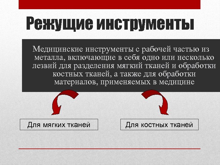 Режущие инструменты Медицинские инструменты с рабочей частью из металла, включающие в себя одно или