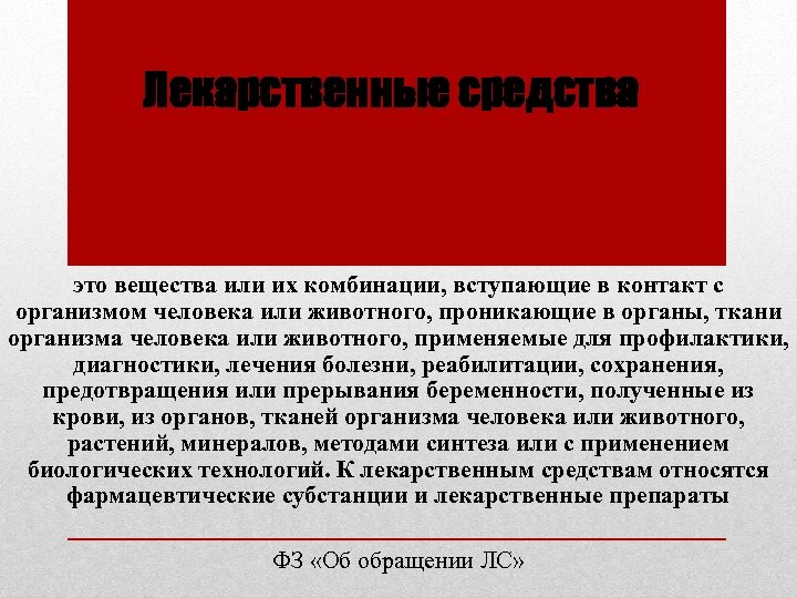 Лекарственные средства это вещества или их комбинации, вступающие в контакт с организмом человека или