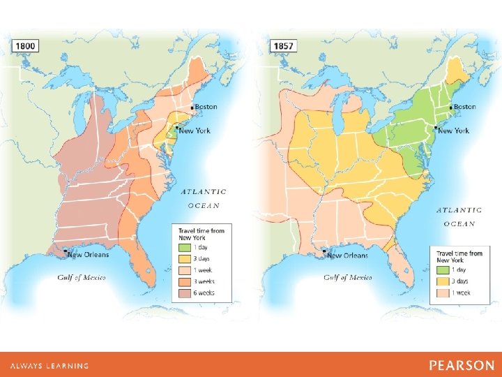 MAP 12. 1 Travel Times, 1800 and 1857 
