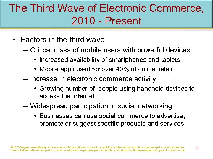 The Third Wave of Electronic Commerce, 2010 - Present • Factors in the third