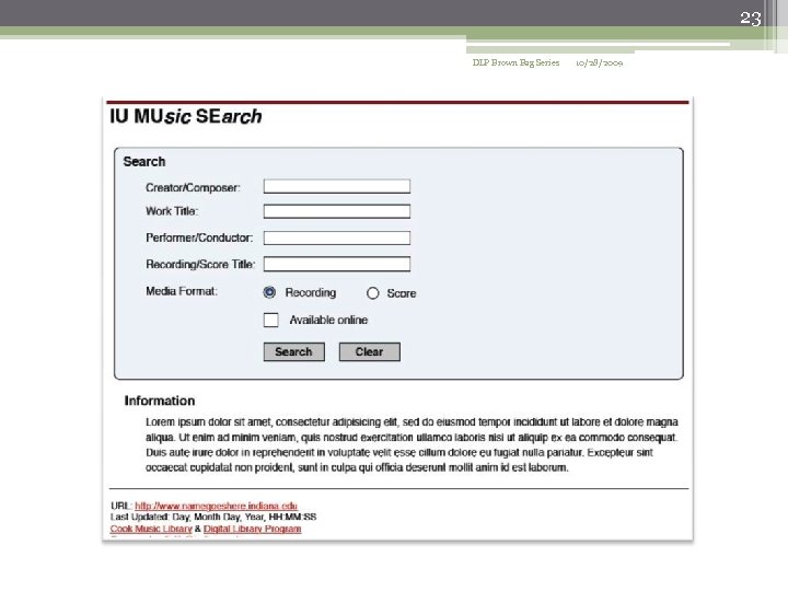 23 DLP Brown Bag Series 10/28/2009 