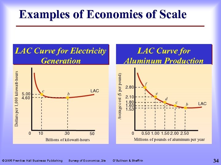 Examples of Economies of Scale LAC Curve for Electricity Generation © 2005 Prentice Hall