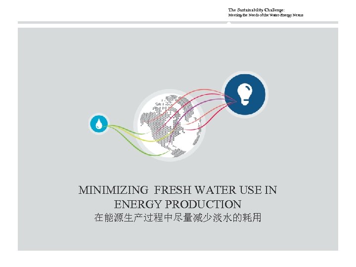 The Sustainability Challenge: Meeting the Needs of the Water-Energy Nexus MINIMIZING FRESH WATER USE
