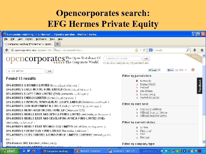 Opencorporates search: EFG Hermes Private Equity 