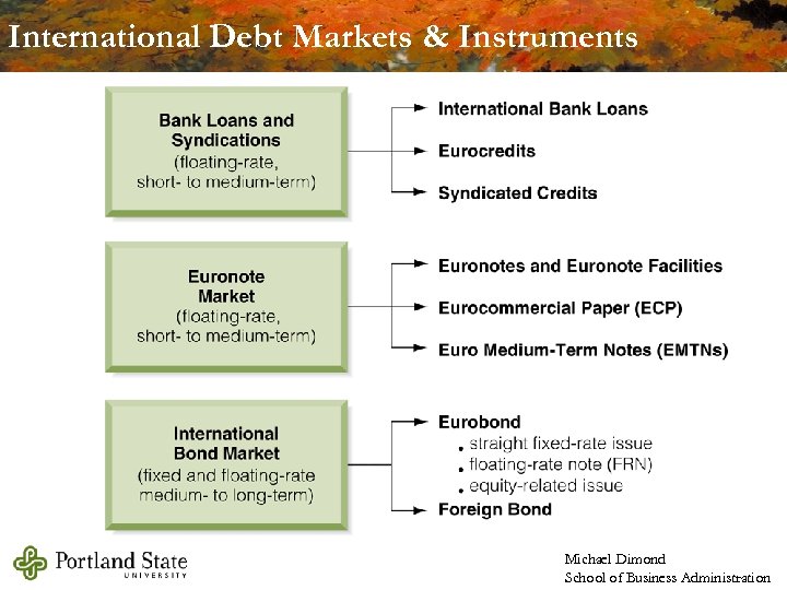 International Debt Markets & Instruments Michael Dimond School of Business Administration 