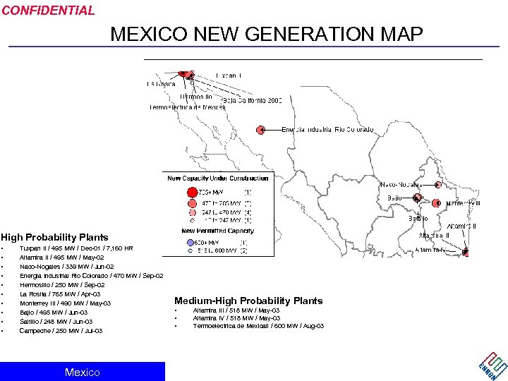 CONFIDENTIAL MEXICO NEW GENERATION MAP High Probability Plants • • • Tuxpan II /