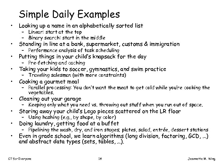 Simple Daily Examples • Looking up a name in an alphabetically sorted list •