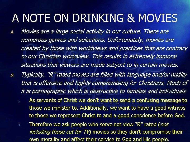 A NOTE ON DRINKING & MOVIES A. Movies are a large social activity in