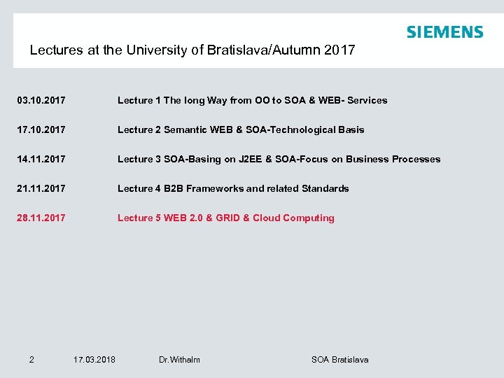 Lectures at the University of Bratislava/Autumn 2017 03. 10. 2017 Lecture 1 The long