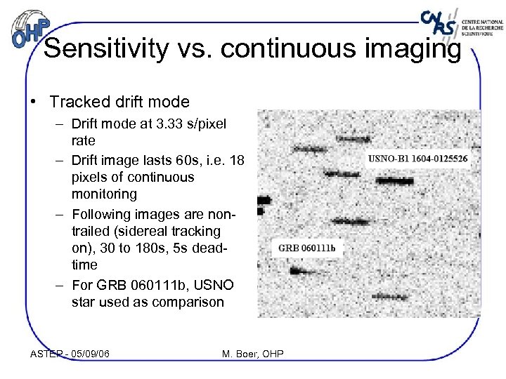 Sensitivity vs. continuous imaging • Tracked drift mode – Drift mode at 3. 33