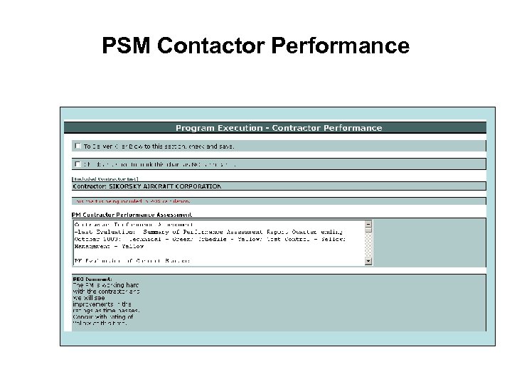 PSM Contactor Performance 