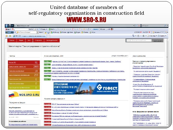 United database of members of self-regulatory organizations in construction field WWW. SRO-S. RU 