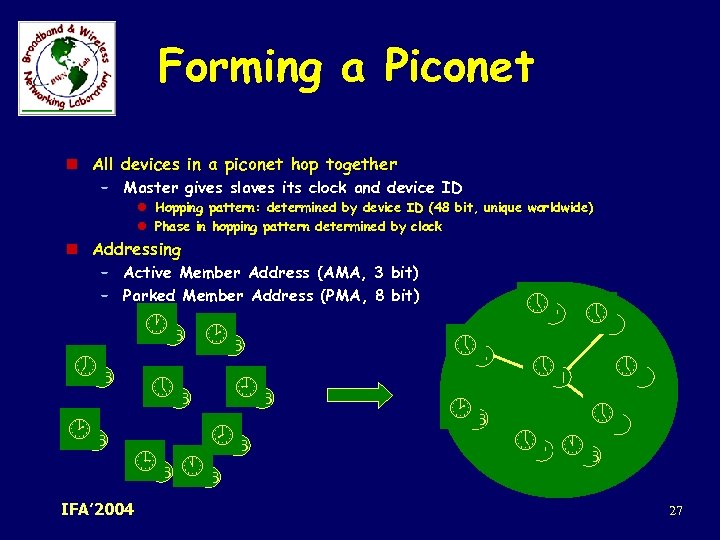 Forming a Piconet n All devices in a piconet hop together – Master gives