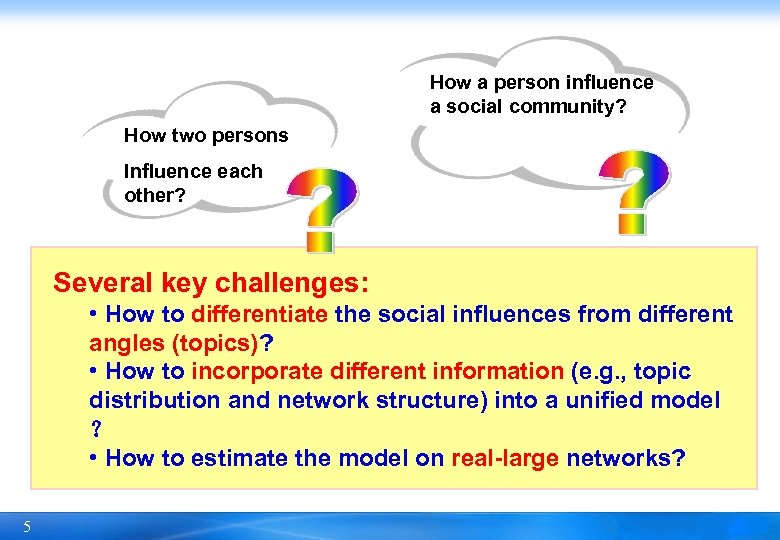 How a person influence a social community? How two persons Influence each other? Several