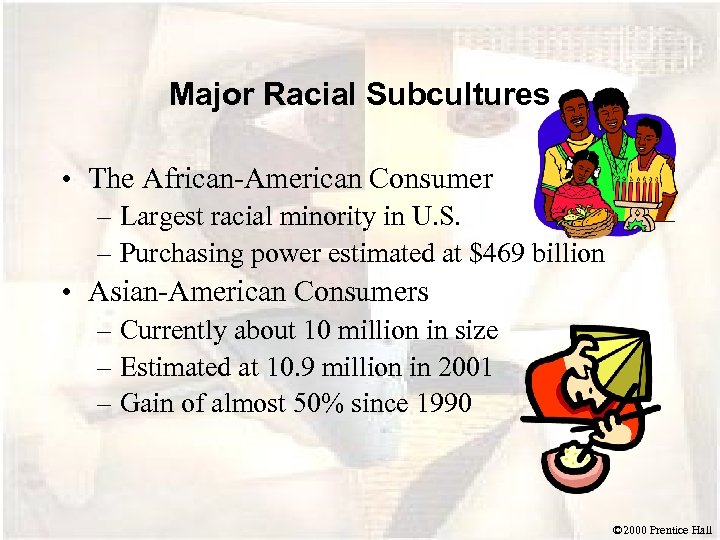 Major Racial Subcultures • The African-American Consumer – Largest racial minority in U. S.