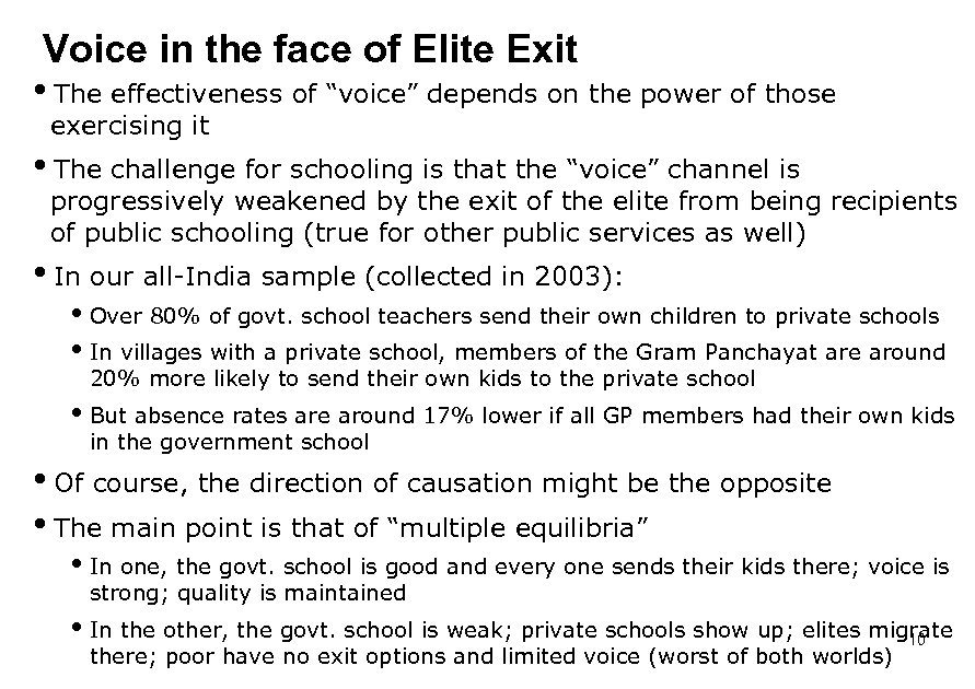 Voice in the face of Elite Exit i. The effectiveness of “voice” depends on