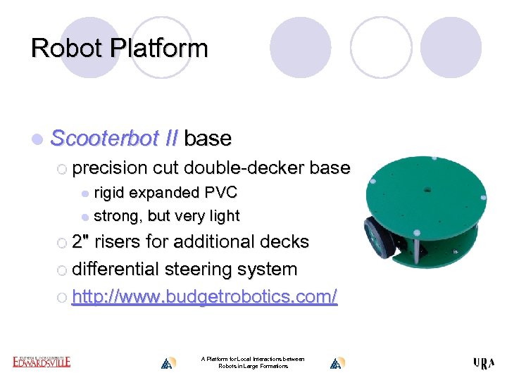 Robot Platform l Scooterbot II base ¡ precision cut double-decker base rigid expanded PVC