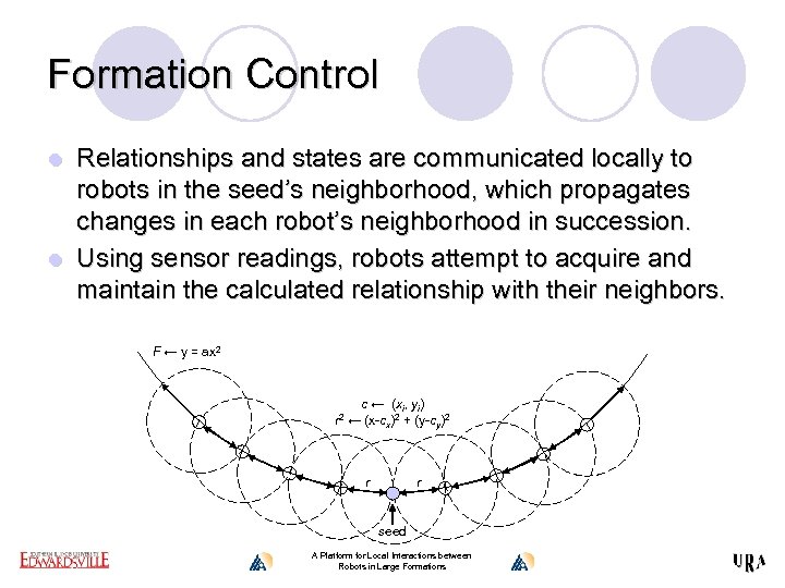 Formation Control Relationships and states are communicated locally to robots in the seed’s neighborhood,