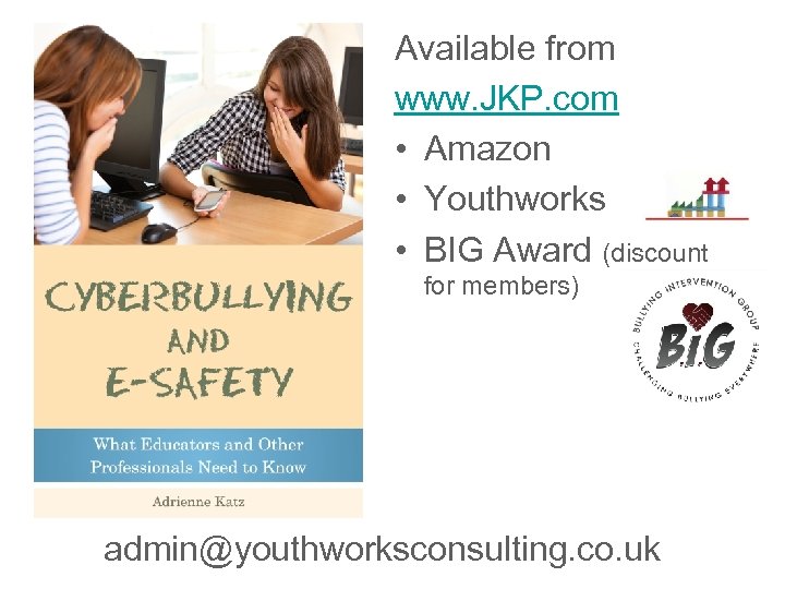 Available from www. JKP. com • Amazon • Youthworks • BIG Award (discount for