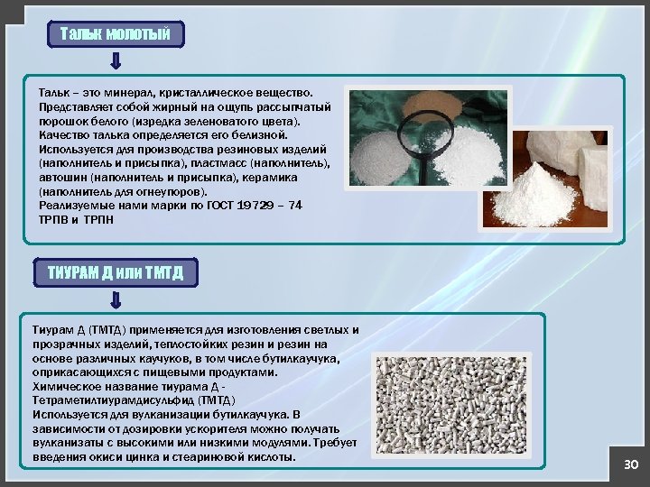 Тальк молотый Тальк – это минерал, кристаллическое вещество. Представляет собой жирный на ощупь рассыпчатый