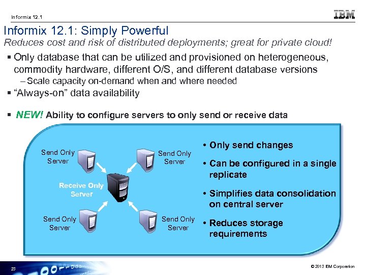 Informix 12. 1: Simply Powerful Reduces cost and risk of distributed deployments; great for