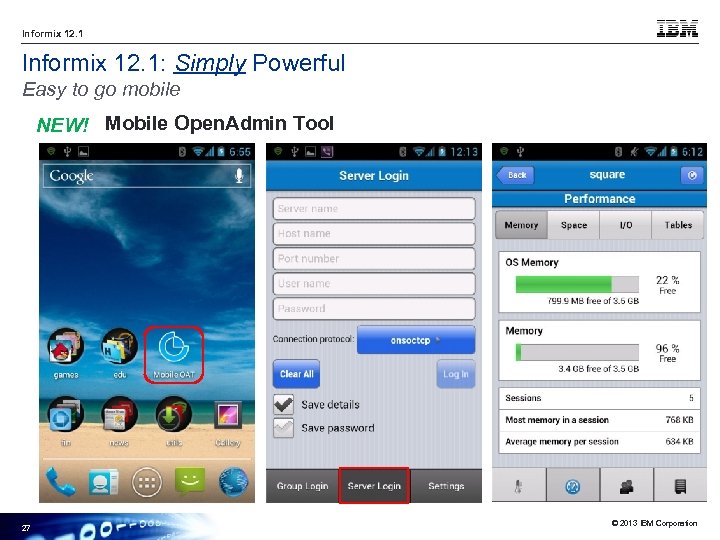 Informix 12. 1: Simply Powerful Easy to go mobile NEW! Mobile Open. Admin Tool