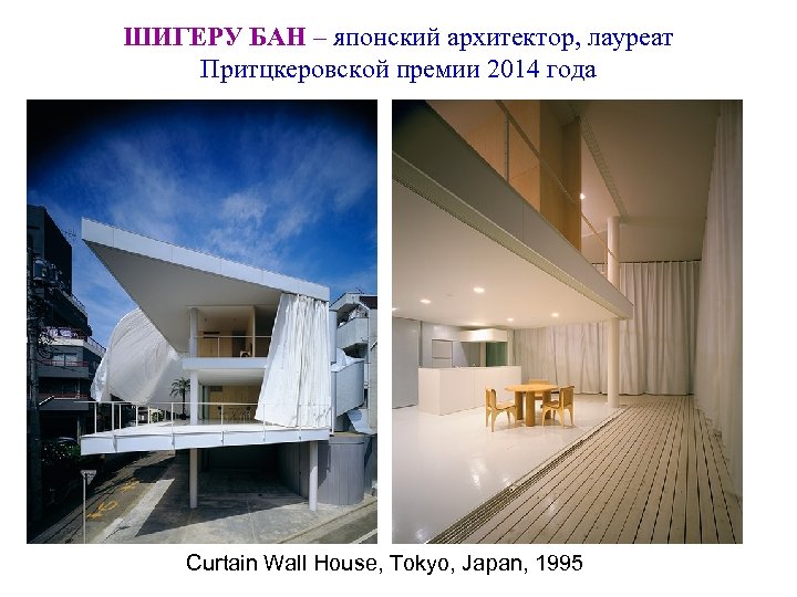 ШИГЕРУ БАН – японский архитектор, лауреат Притцкеровской премии 2014 года Curtain Wall House, Tokyo,