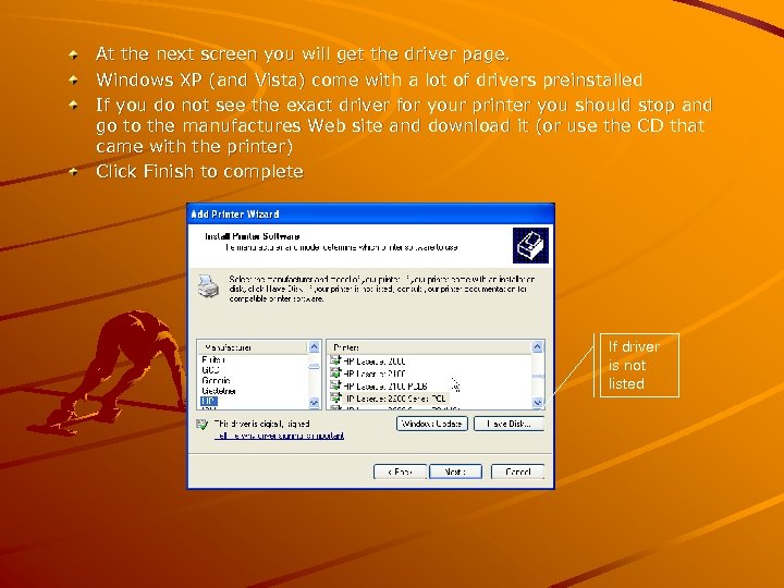 At the next screen you will get the driver page. Windows XP (and Vista)