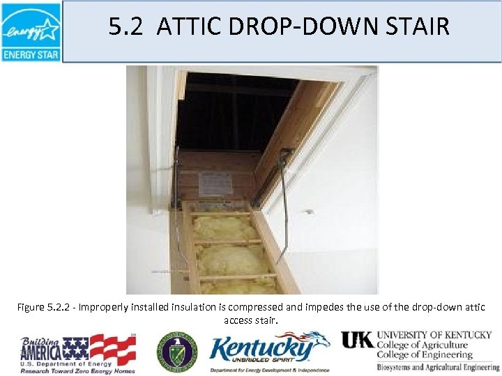 5. 2 ATTIC DROP-DOWN STAIR Figure 5. 2. 2 - Improperly installed insulation is