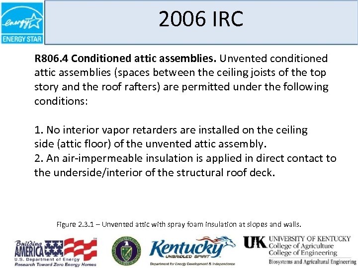 2006 IRC R 806. 4 Conditioned attic assemblies. Unvented conditioned attic assemblies (spaces between