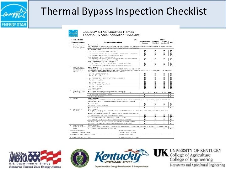 Thermal Bypass Inspection Checklist 6 