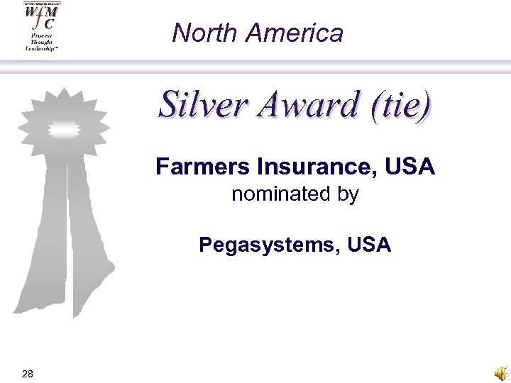 North America Silver Award (tie) Farmers Insurance, USA nominated by Pegasystems, USA 28 