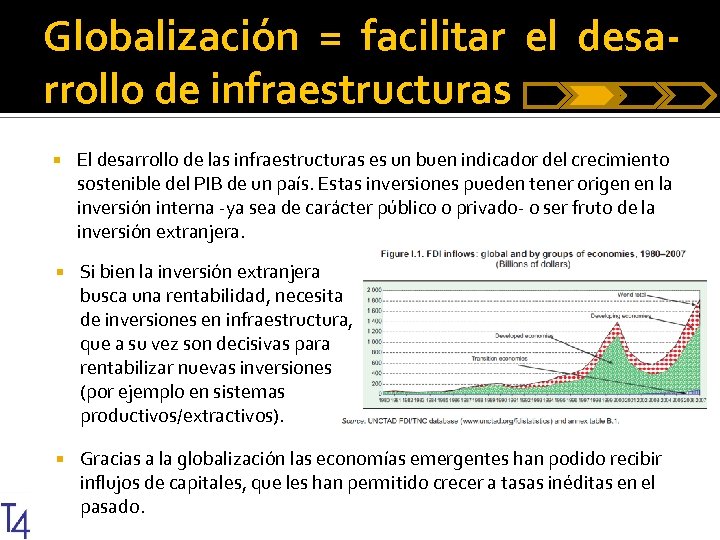 Globalización = facilitar el desarrollo de infraestructuras El desarrollo de las infraestructuras es un