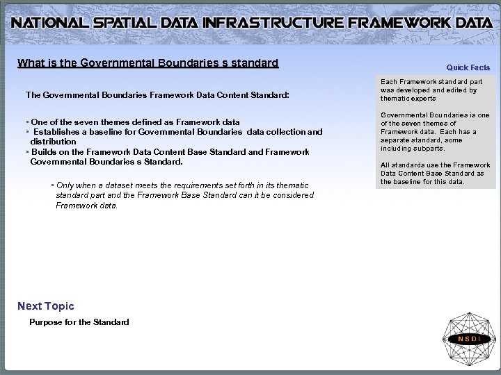 What is the Governmental Boundaries s standard The Governmental Boundaries Framework Data Content Standard: