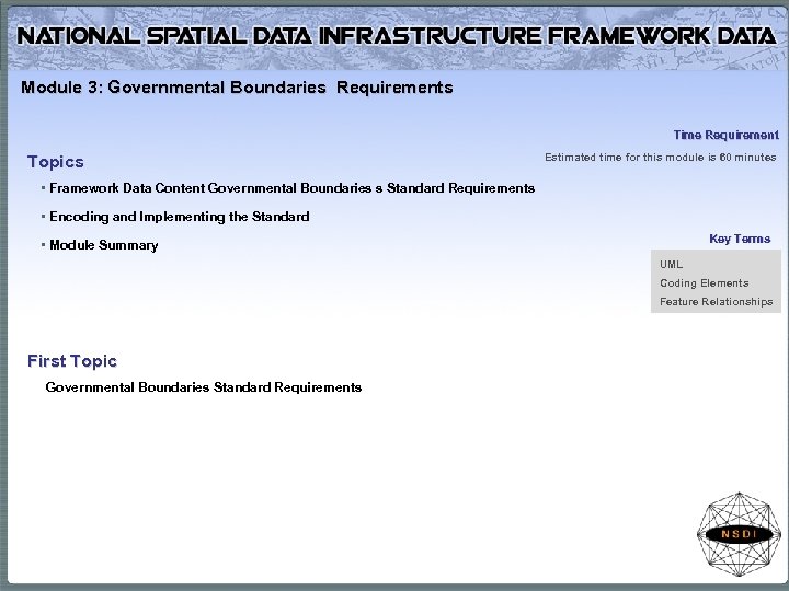 Module 3: Governmental Boundaries Requirements Time Requirement Topics Estimated time for this module is