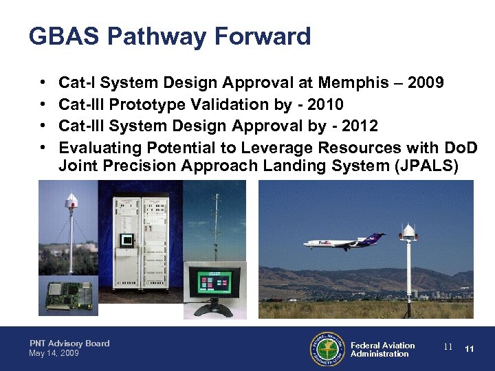 GBAS Pathway Forward • • Cat-I System Design Approval at Memphis – 2009 Cat-III